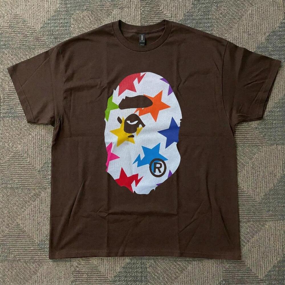 Brown Bape A Bathing Ape Colorful Cotton T Shirt